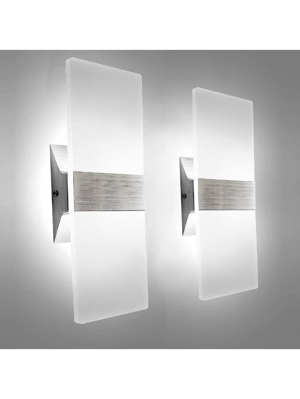 Modern LED Wall Sconces Set of 2, Up Down Lighting, Acrylic Fixture for Home